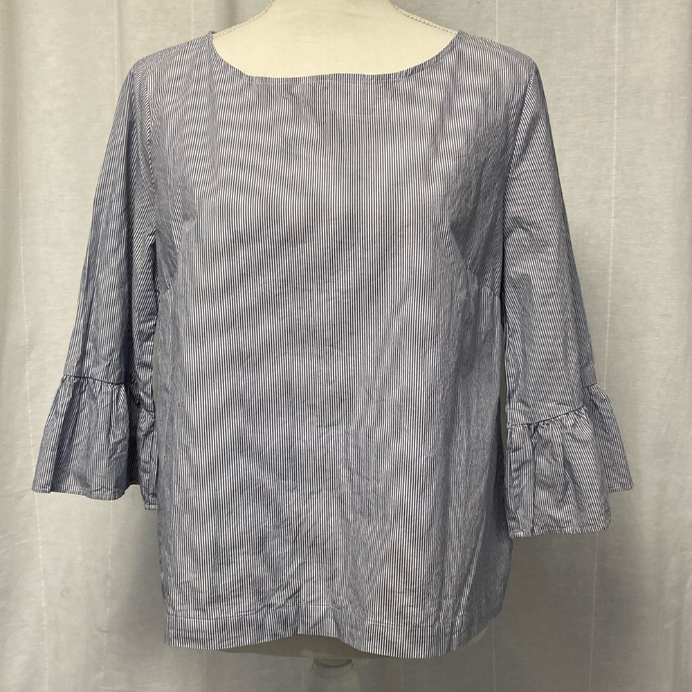 Madewell pinstripe bell sleeve cotton tunic